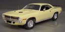 Click image to see more information about our 1970 Plymouth Cuda Sun Fire Yellow with Yellow Mod Top and chase car
