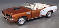 Click image to see more information about our 1971 hemi Cuda Convertible with billboard stripes. Only 12 produced