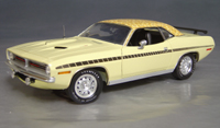 Click image to see more information about our 1970 Plymouth Cuda Yellow mod top/black strobe!