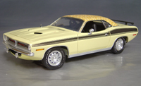 Click image to see more information about our 1970 Plymouth Cuda Yellow mod top/black 73/74!