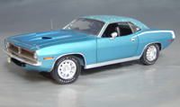 Click image to see more information about our 1970 Plymouth Cuda Blue mod top/white hockey!